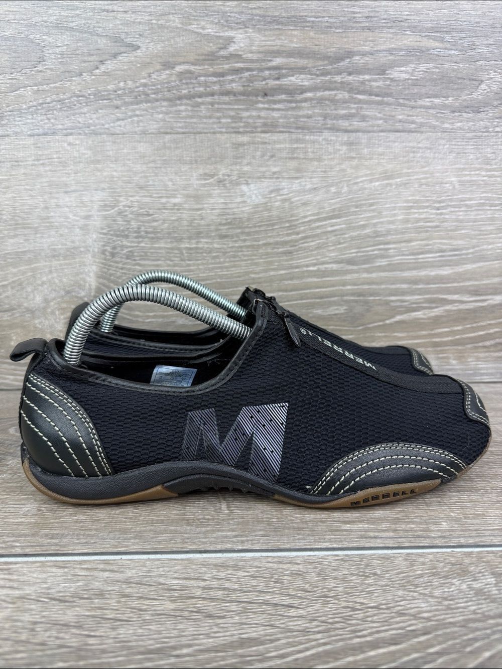 Merrell Barrado Slip On Front Zip Womens Size 10 Black Mesh Leather Comfort Shoe